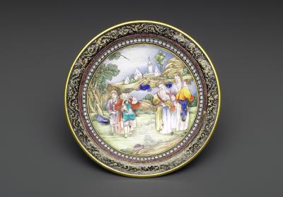 图片[3]-Painted enamel dish decorated with Western figures, Qianlong reign (1736-1795) , Qing dynasty-China Archive